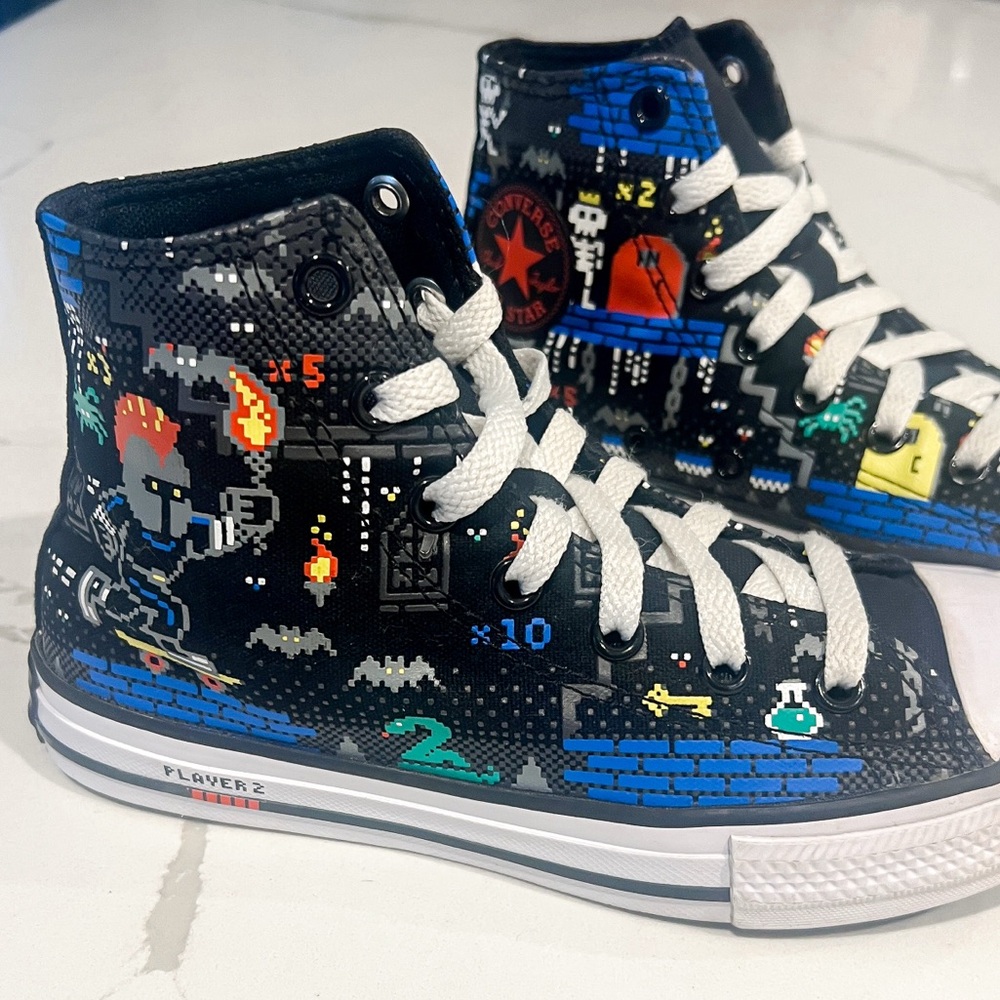 Converse Chuck Taylor All Star Hi Video Game Black Multicolor Sneakers Kids 2